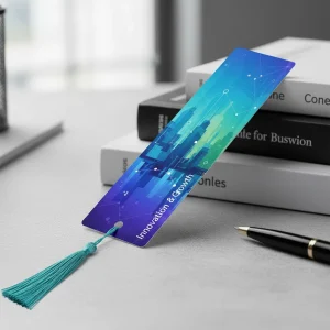 Close-up showing the vibrant printing and smooth texture of a custom cardstock bookmark.