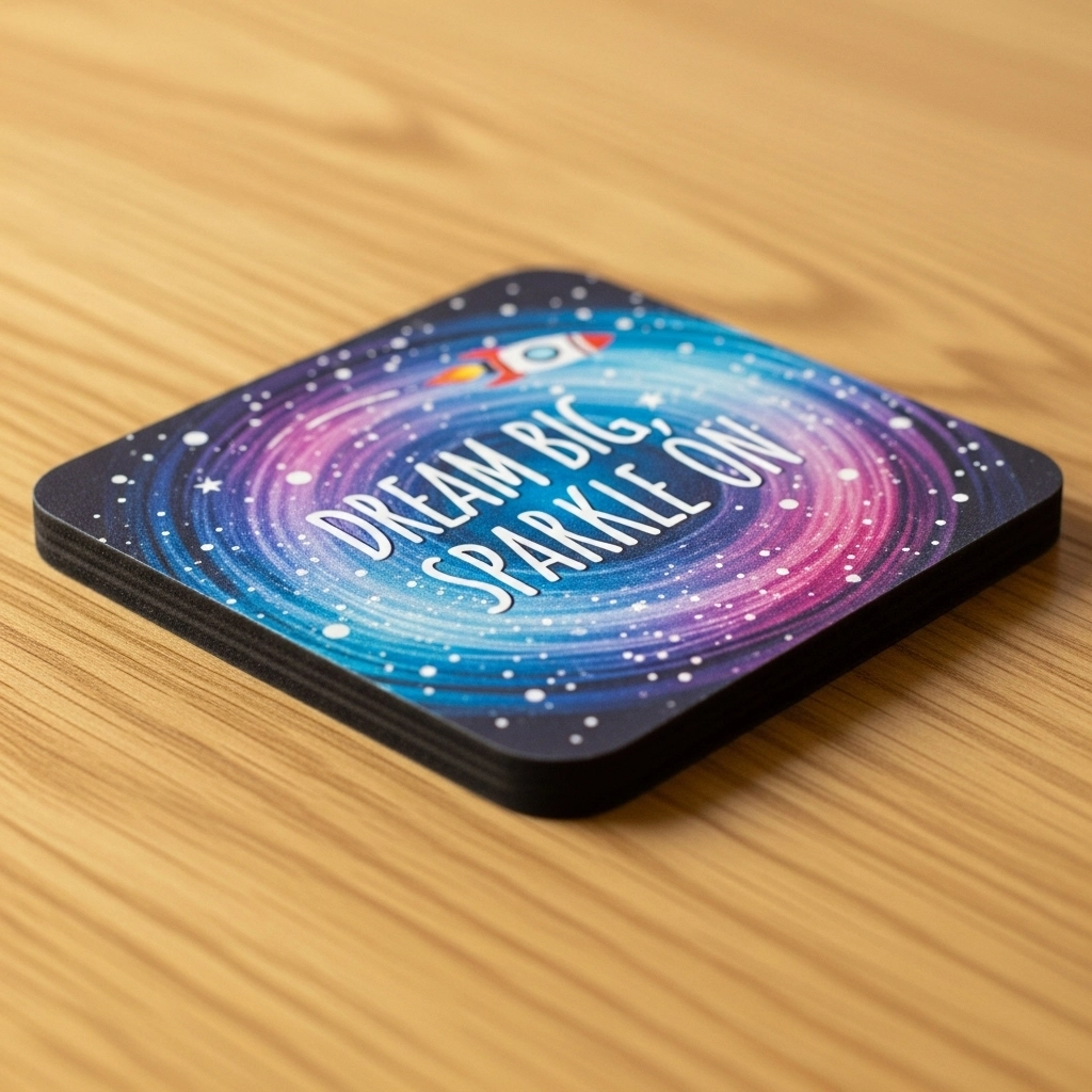 Close up of personalised square magnets